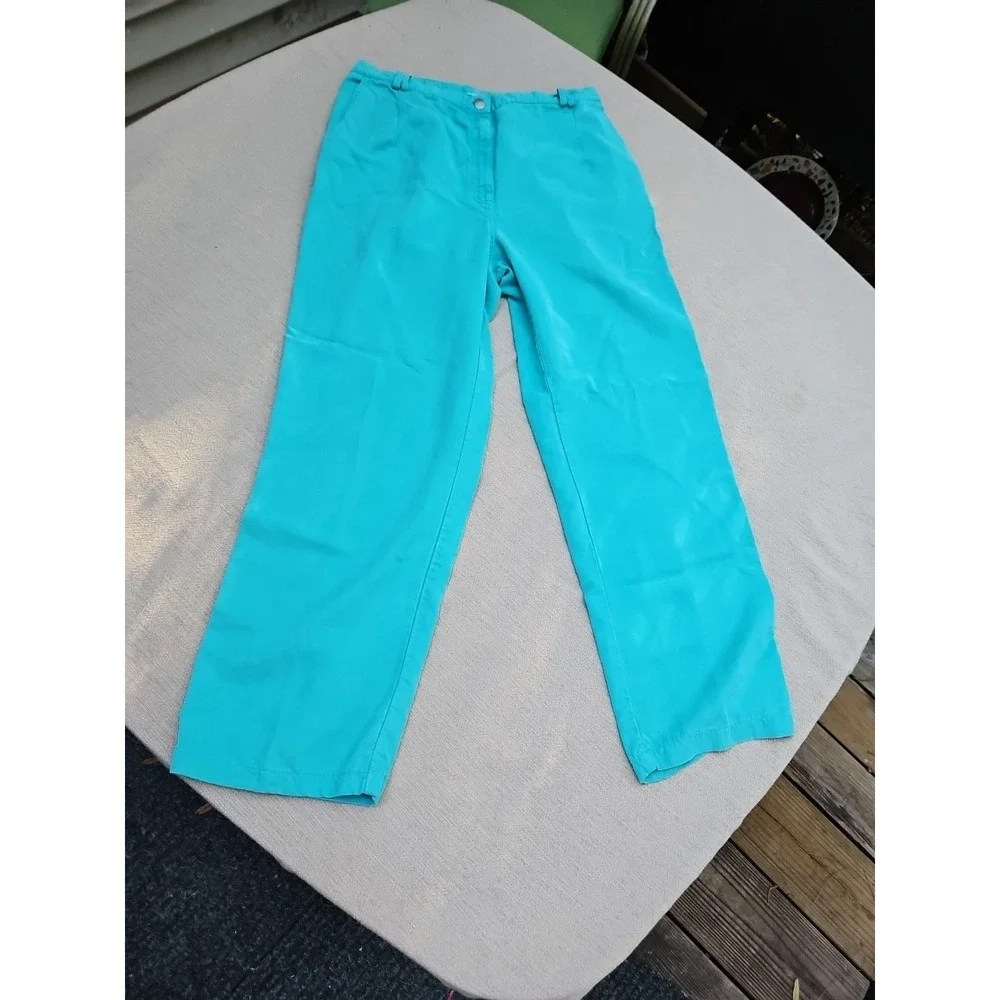 Vintage Leisure‎ Wear Lyocell Outfit Pants Shirt Teal Y2K 90s Lounge Casual LG